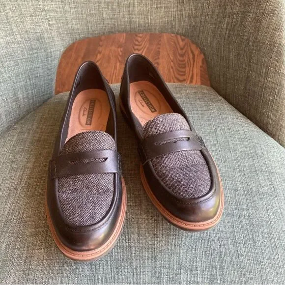 Clarks Women’s Comfort tweed black combo loafers new without tags size 8.5! 😍 - Picture 4 of 9